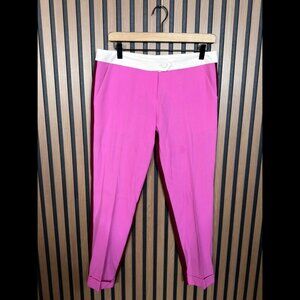Mason Dress Pants 4 Womens Burgundy Pink Colorblock Ankle Flat Front